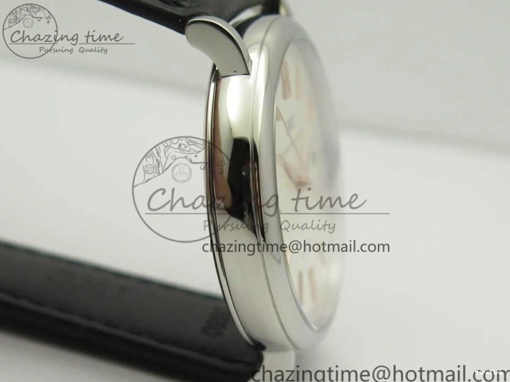 MIROTIME 1228 Portofino Automatic SS FKF 1:1 Best Edition White Dial RG Markers on Black Leather Strap A Stretchable 7141